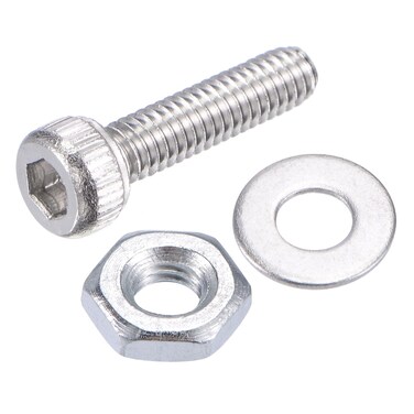 uxcell 100pcs M2.5 x 10mm 304 Stainless Steel Hex Socket Cap Head Screws with Hex Nuts and Flat Washer