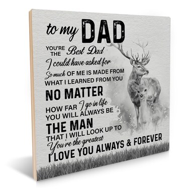 Dad Gifts Father Gift to My Dad Wooden Sign Rustic You're the Best Dad Quote Deers Wood Sign Plaque Keepsake Desk Sign Home Decor for Father's Day Christmas Birthday 6.2 X 6.2 Inches
