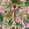 VEELIKE Pink Tropical Wallpaper Mural for Bedroom Bathroom Self Adhesive Exotic Zebra Palm Trees Peel and Stick Wallpaper 17.7''x354'' Jungle Wallpaper Removable Pink Contact Paper for Walls Kids room