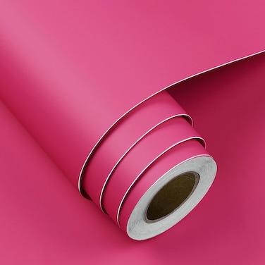 FunStick 24"x200" Thick Magenta Pink Peel and Stick Wallpaper for Bedroom Cabinets Matte Pink Contact Paper Peel and Stick Pink Wall Paper Decor for Girls Kids Room Dorm Walls Shelves Renter Friendly