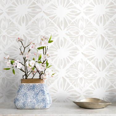 Fiula Geometric Peel and Stick Wallpaper Boho wallpaper78.7 x17.3 White and Blue Wallpaper White Contact Paper Removable Wallpaper for Bedroom Waterproof Removable Shelf Liner Decal Vinyl Roll