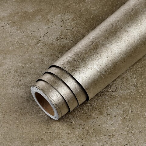 LaCheery 160&quot;x24&quot; Textured Concrete Wallpaper Metallic Bronze Wallpaper for Bathroom Waterproof Concrete Cement Contact Paper Peel and Stick for Countertops Walls Backsplash Removable Vinyl Wall Paper