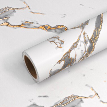 VEELIKE Wide Luxurious White Gold Marble Contact Paper for Countertops Peel and Stick Waterproof Kitchen Countertop Contact Paper 32''x118'' Matte Marble Wallpaper Adhesive Counter Paper for Desk Wall