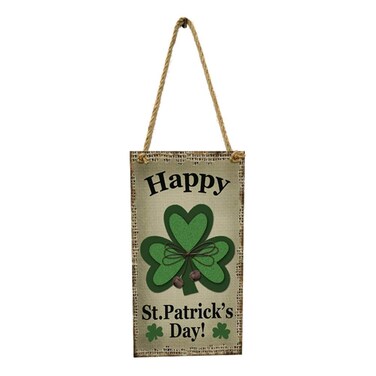 BinaryABC St.Patrick's Day Wooden Sign Plaque Door Wall Hanging Decorations (20.3x10.8x0.5cm)