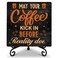 Cazhes Coffee Lover Gifts, Coffee Station Accessories, Coffee Bar Decor, May Coffee Kick in Before Reality Does, Wooden Plaque with Iron for Tabletop Desk Display- F21