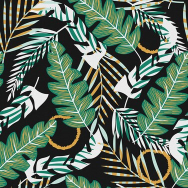 Wallercity Tropical Green Leaves Wallpaper Peel and Stick Wallpaper Self Adhesive Removable Wallpapers Black Contact Paper for Cabinets Vinyl Countertops Waterproof 17.5" x78.7" Contact Paper Decor