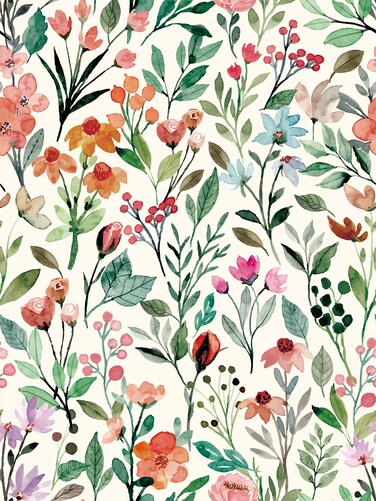 Watercolor Floral Peel and Stick Wallpaper, Green and Pink Wildflower Contact Papper for Kids Bedroom Bathroom, Removeable Waterproof Botanical Self Adhesive Wall Paper 120"X17.3"(14.4sq. ft)