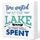 Time Wasted at The Lake is Time Well Spent Rustic Lake Wooden Plaque Sign Desk Decor,Retro Lake Cabin Home Wood Block Sign Desk Decorations for Primitive Country Lake Farmhouse Shelf Table Decor