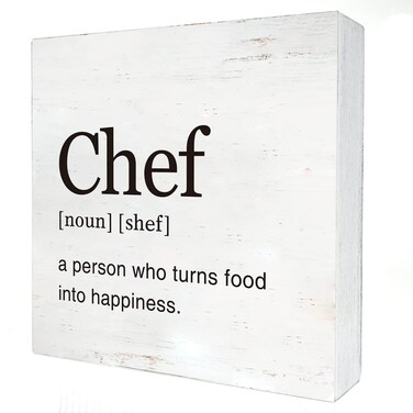 Chef Definition Wood Box Sign Home Kitchen Decor Modern Chef Gift Wooden Box Sign Block Plaque for Wall Tabletop Desk Decoration