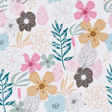 Mecpar Floral Wallpaper 17.71'' x 49.21 Ft Perennial Blooms Wallpaper Floral Peel and Stick Wallpaper Vinyl Self Adhesive Removable Waterproof Wallpaper for Bathroom Cabinet Prepasted Decorative