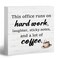 ANIANG Office Coffee Wooden Box Sign, Funny Office Signs, Work Office Desk Decor, This Office Runs on Hard Work Wood Block Box Sign Plaque for Coffee Station Hr Office Home Workplace Shelf Decor