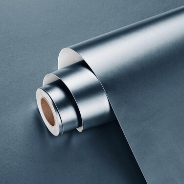 Wallercity Metal Indigo Peel and Stick Contact Paper for Countertops Navy Blue Stainless Steel Peel and Stick Wallpaper Self Adhesive Refrigerator Cover Film Contact Paper for Cabinets 15.8''x78.7''