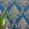 Q QIHANG 1.73&#39; W x 32.8&#39;L 3D Embossed Damask Printing Modern Minimalist European Style Bedroom TV Background Non-Woven Non-Pasted Wallpaper (A Blue)
