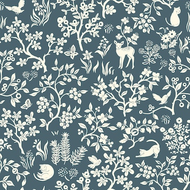 HeloHo 16.1" X 118" Blue Green Grey Floral Leaf Animal Wallpaper for Bedroom Peel and Stick Self Adhesive Removable Wallpaper Waterproof Contact Paper for Furniture Living Room Bedroom Decor