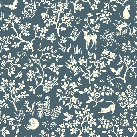 HeloHo 16.1&quot; X 118&quot; Blue Green Grey Floral Leaf Animal Wallpaper for Bedroom Peel and Stick Self Adhesive Removable Wallpaper Waterproof Contact Paper for Furniture Living Room Bedroom Decor