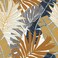 Wallercity Tropical Brown Wallpaper Peel and Stick Botanical Leaf Blue Leaves Wallpapers for Bedroom Modern Palm Leaf Peel and Stick Wallpaper 17.5" x 315" Removable Grey Contact Paper for Cabinets