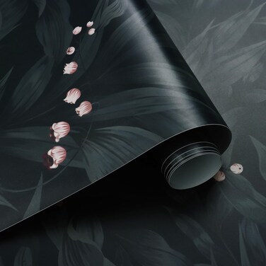 Guvana Black Peel and Stick Wallpaper Pink Wallpaper Dark Floral Wallpaper for Bedroom Gothic Wallpaper Black Modern Wallpaper Removable Wallpaper Covering Vinyl Roll 16''x80''