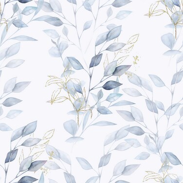 HeloHo Peel and Stick Wallpaper 15.35" X 787" Green Blue Leaf Floral Wall Paper Self Adhesive Removable Waterproof Contact Paper for Bathroom Living Room Bedroom Decor