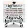 Friendship Quote Desk Sign, Friendship Isn't About Who You've Known The Longest Wooden Plaque Sign With Iron Stand, Christmas Birthday Gifts for Women Best Friends, Friend Sign Desk Decor for Home