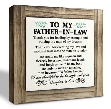 Father-in-Law Gift Wood Plaque Sign, Thank You for Leading By Example and Raising the Man of My Dream, Box Wood Plaques Desk D&Atilde;&copy;cor, Father's Day Gift for Father-in-Law from Daughter-in-Law