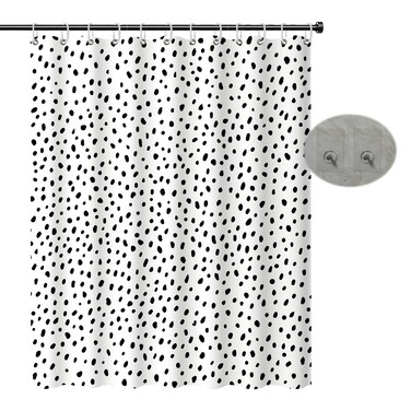 HULEBIN Black Polka dot Shower Curtain Fabric for Bathroom, Small Cute Trendy Design Black Polka dots on White Waterproof Polyester Fabric Bathtub Shower Curtain for Kids,72x72 inches