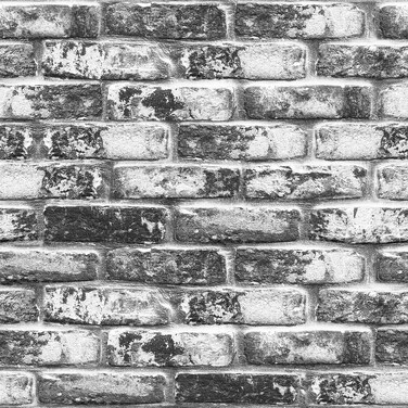 Yancorp 32.8ft Brick Wallpaper Peel and Stick Contact Paper Waterproof Self-Adhesive Eeasy Peel Off Wallpaper White Grey