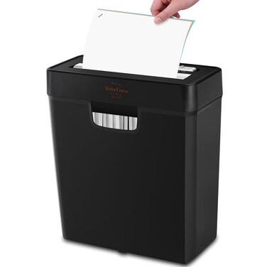 Shredder for Home Use,VidaTeco 6-Sheet Strip Cut Paper Shredder,Also Shred Card/Staple,Small Mini Document Shredding Machine for Office with Patented Jam Proof,Portable for Home,2.65-Gal Bin