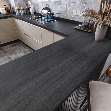 WESTICK Wood Contact Paper for Countertops Walls Waterproof Black Wallpaper Peel and Stick Contact Paper Removable 24"x118" Renter Friendly Stick on Wallpaper Self Adhesive Wood Grain Contact Paper