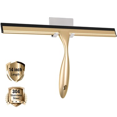 LPOLER Stainless Steel Squeegee for Shower Doors, All-Purpose Shower Squeegee for Bathroom, Window and Car Glass, 14 Inches