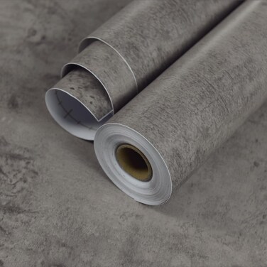 Holomey Stained Concrete Peel and Stick Wallpaper 16x354 inch Faux Concrete Look Wallpaper Removable Self-Adhesive Modern Industrial Metallic Style Decorative Wall Paper for Living Room Bedroom Garage
