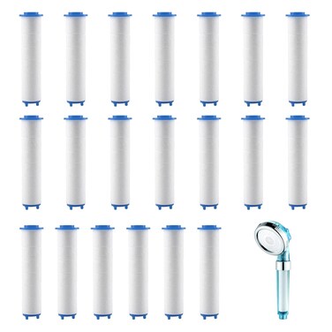hoeslaw 20 Pcs PP-Cotton Hydro Jet Shower Head Filter cartridge Replacement, High Pressure Handheld Turbo Fan Showerheads, Remove Chlorine Heavy Metal Harmful Substances from Hard Water