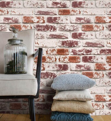 Cohoo Home Red Brick Wallpaper Peel and Stick Contact Paper for Walls Faux 3D Brick Self-Adhesive Removable Wallpaper for Kitchen Backsplash Wall Paper for Bedroom Bathroom Waterproof 17.7inW 78.7inL