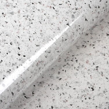 A-b-cil 206 X 16 Inch White Gray Granite Peel and Stick Countertops for Kitchen Self Adhesive Film Marble Contact Paper for Countertops Waterproof Removable Wallpaper Decor Table Desk Counter Top