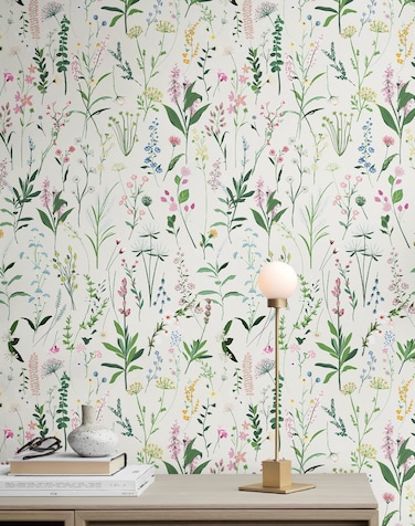 JiffDiff Floral Wallpaper Peel and Stick 118.11" x 17.32" Wallpaper for Bathroom Wild Flower Wallpaper Vinyl Contact Paper Cabinet Wallpaper Shelf Decor Wall Decor Coverage 14 sq.ft