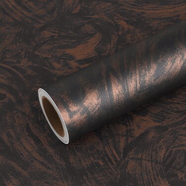 VEELIKE Bronze Black Concrete Wallpaper Peel and Stick Removable Industrial Wallpaper for Walls Bedroom15.7''x354'' Textured Metallic Vinyl Wallpaper Self Adhesive Concrete Contact Paper for Bathroom