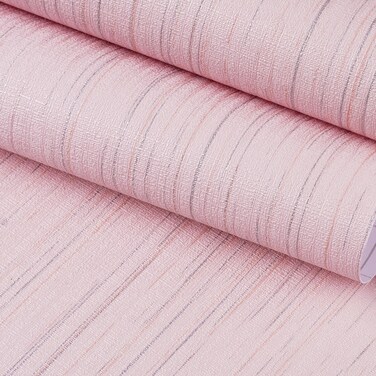 FunStick 15.8"x240" Pastel Pink Wallpaper Peel and Stick Grasscloth Wallpaper Textured Pink Contact Paper Removable Self Adhesive Linen Fabric Wall Paper for Girls Bedroom Walls Cabinets Dorm Renters
