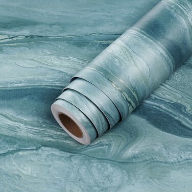 LACHEERY Blue Marble Countertop Contact Paper 160 x 36 Inch Wide Marble Wallpaper Peel and Stick Waterproof Contact Paper for Bathroom Countertops Desk Walls Backsplash Removable Self Adhesive Vinyl