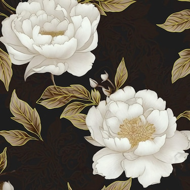 BOKEBEVE Big Floral Contact Paper Boho Leaves Peel and Stick Wallpaper Stick on Tabletop Walls Bathroom Bedroom Cabinet Removable Waterproof DIY PVC Dark Black Gold White 17.5 x 118In