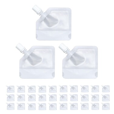 Meprotal 30 pcs 20 ml Travel Size Refillable Empty Squeeze Pouch, Plastic Stand Up Spout Pouch, Clamshell Squeezable Bags for Toiletry, Lotion, Shampoo, Shower Gel