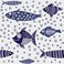 Anmon Peel and Stick Wallpaper Fish Trellis Indigo Blue, Abstract Underwater World Removable Contact Paper for Bathroom Wall Decorations 17.7in*137in