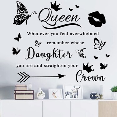 Wall Sticker Room Decor Vinyl Wall Decals Sayings Art Lettering Wall Stickers &amp; Murals Queen Inspirational Wall Decor Sticker for Teen Girls Bedroom Living Room Wall Quotes Stickers Home Decorations.