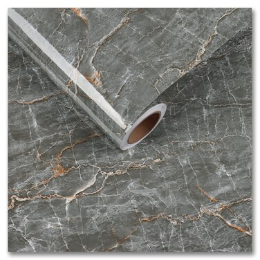 CRE8TIVE 24"x354" Large Size Grey Marble Contact Paper for Countertops Waterproof Cracked Marble Wallpaper Peel and Stick Self Adhesive Removable Vinyl Wall Paper for Kitchen Bathroom Walls Furniture