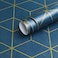 Safiyya Wallpaper Gold and Blue Geometric Wallpaper Peel and Stick Contact Paper Self Adhesive Removable Wallpaper Waterproof Contact Paper for Walls Vinyl Roll 118"x17.3