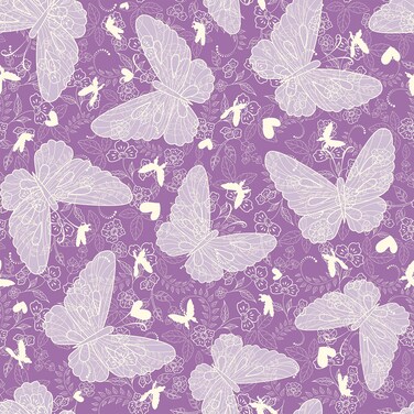 VaryFloral Purple Butterfly Floral Wallpaper Peel and Stick Romantic Elegant Violet Wallpaper for Bedroom Girls Room Decorative Butterfly Contact Paper for Cabinet 12"x118" Self Adhesive Wall Paper