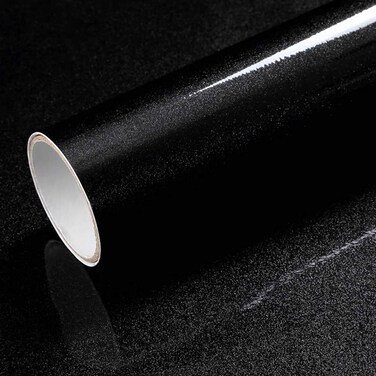 LACHEERY 15.8"x276" Black Glitter Wallpaper Peel and Stick for Bedroom Walls Black Glitter Contact Paper Waterproof for Walls Desk Cover Self Adhesive Wallpaper Roll Peel and Stick Black Vinyl Wrap