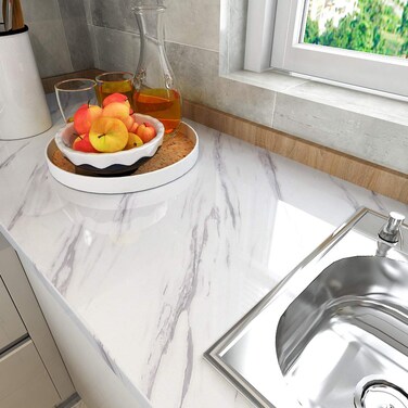 LACHEERY Marble Contact Paper 36 Inch Wide for Countertops Waterproof Grey White Marble Peel and Stick Wallpaper Removable Self Adhesive Wall Paper Roll for Kitchen Bathroom Backsplash 36" x 317