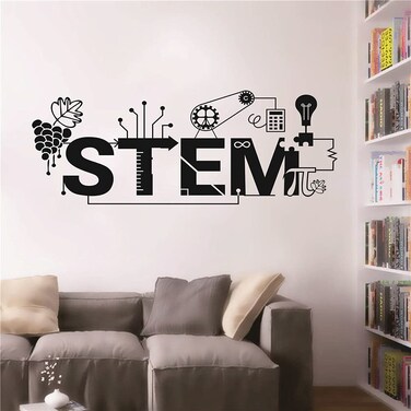 Education STEM Quote Wall Decal Art Science Mathmatic Technology Wall Sticker for School Classroom Decor,Kids Room Teens Bedroom Wall Stickers Mural TM-71 (Black)