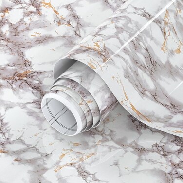 Laatse Brown Marble Contact Paper 15.8"x 393.7", Glossy Marble Wallpaper Peel and Stick, Waterproof Self Adhesive Wallpaper Removable Vinyl Wall Paper for Bedroom Kitchen Countertops Cabinet Shelf