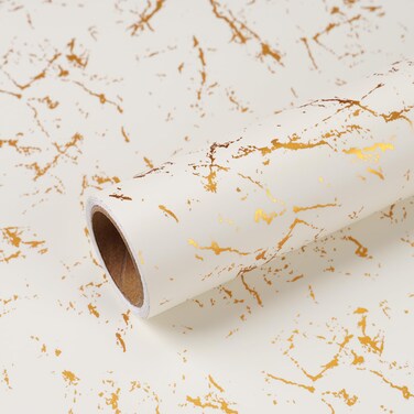 VEELIKE Beige Gold Marble Contact Paper for Countertops Waterproof White Marble Wallpaper Peel and Stick Countertops for Kitchen Bathroom 15.7''x354'' Counter Top Covers Laminate Sheet for Table Walls
