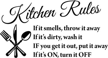 Blinggo Black 22" X 13" Kitchen Rules Art Home Mural D&Atilde;&copy;cor Vinyl Wall Art Inspirational Quotes and Saying Home Decor Decal Sticker Steams